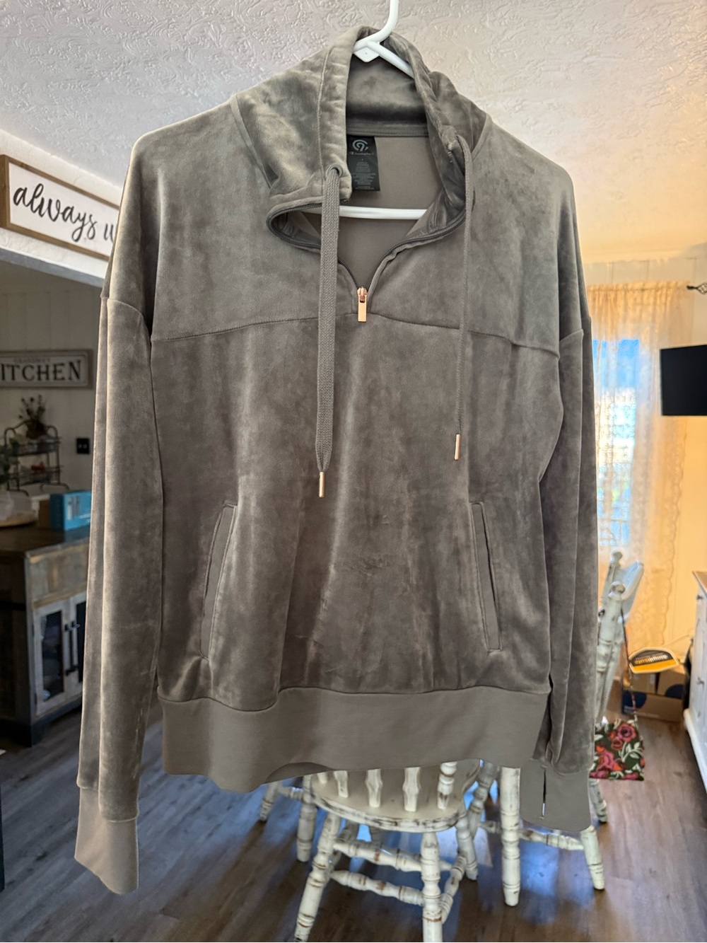 Champion C9 Velour Quarter-Zip Pullover – Size Small